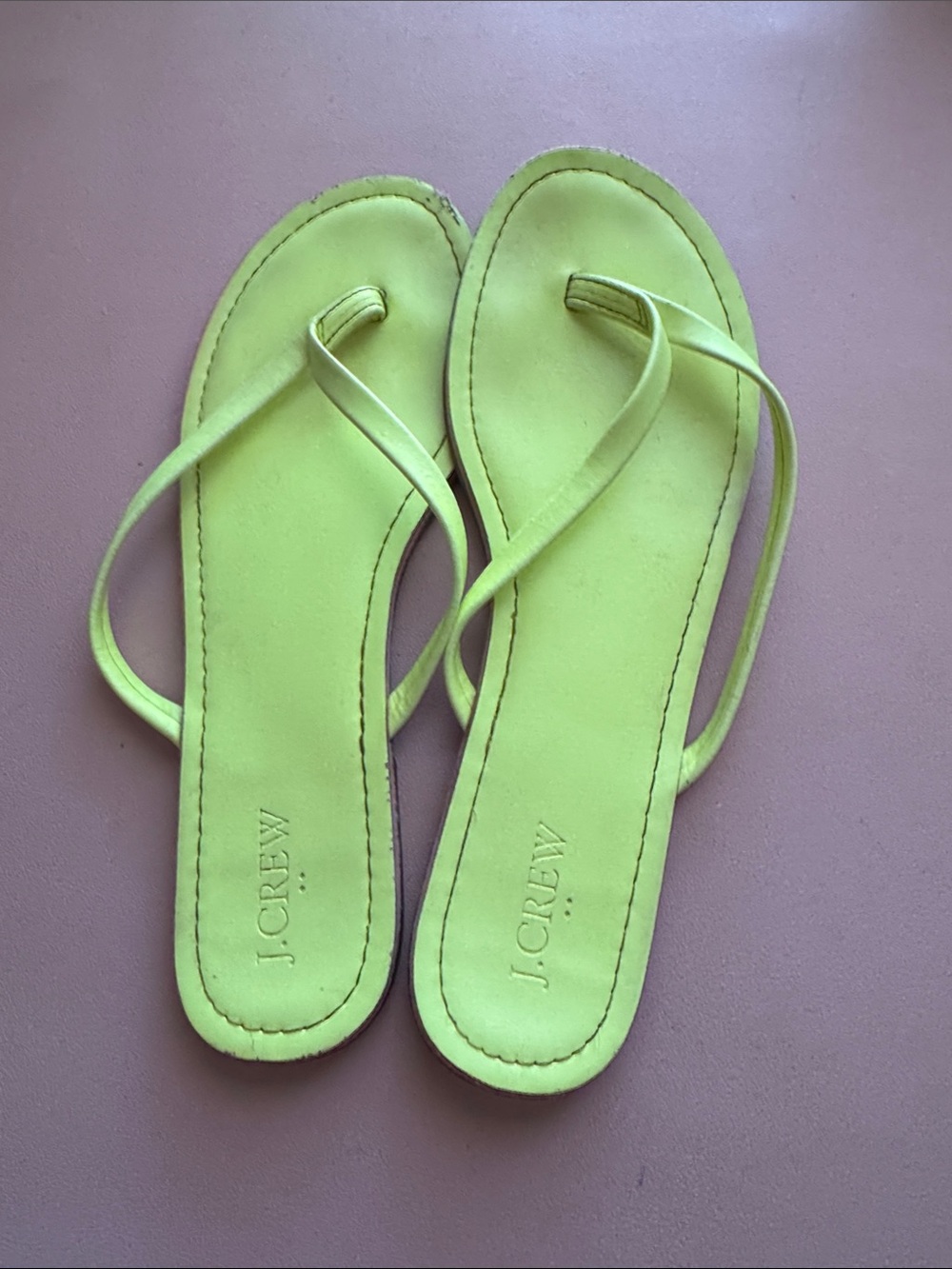 J. Crew Neon Lime Strappy Flip Sandals